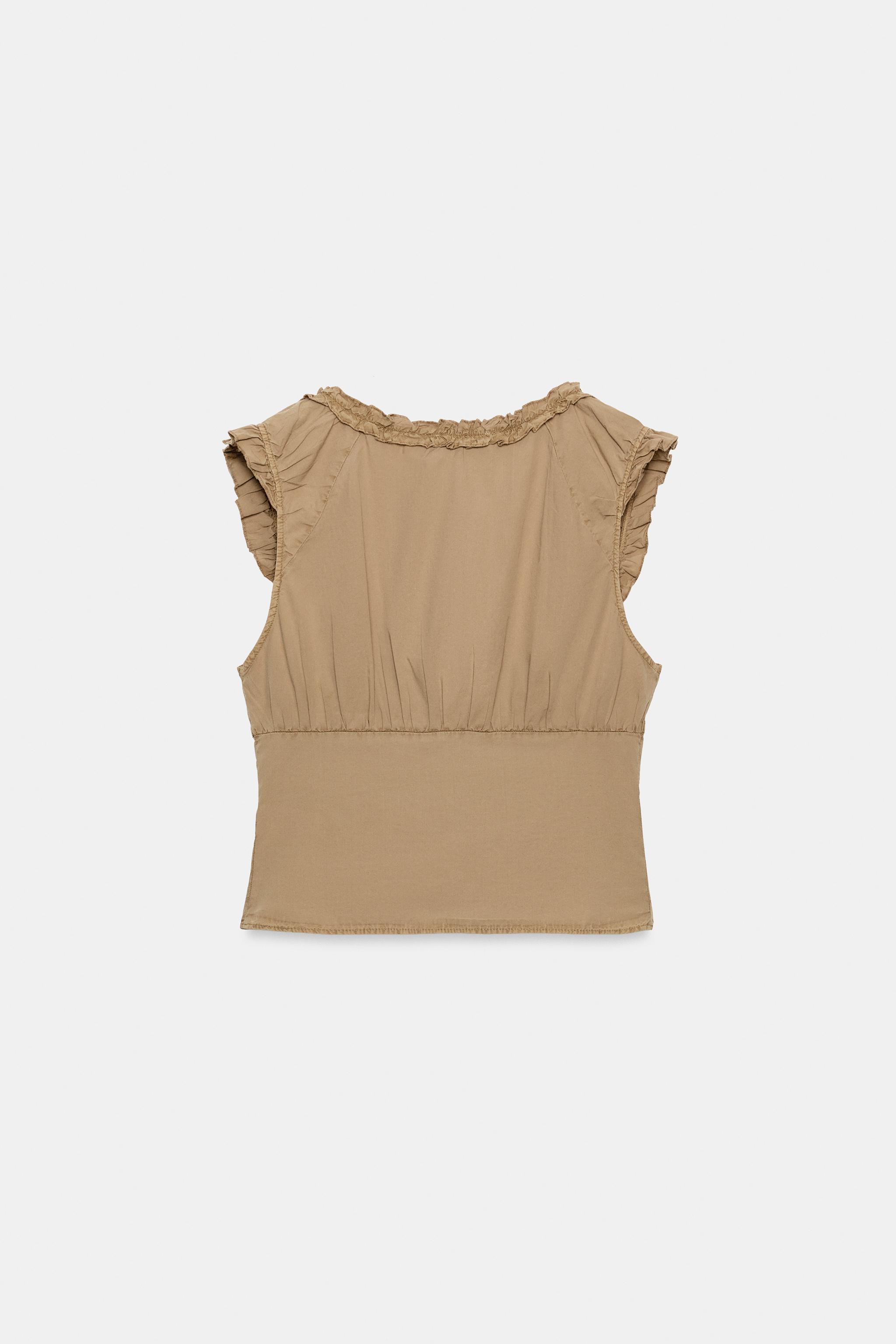 WASHED EFFECT POPLIN TOP